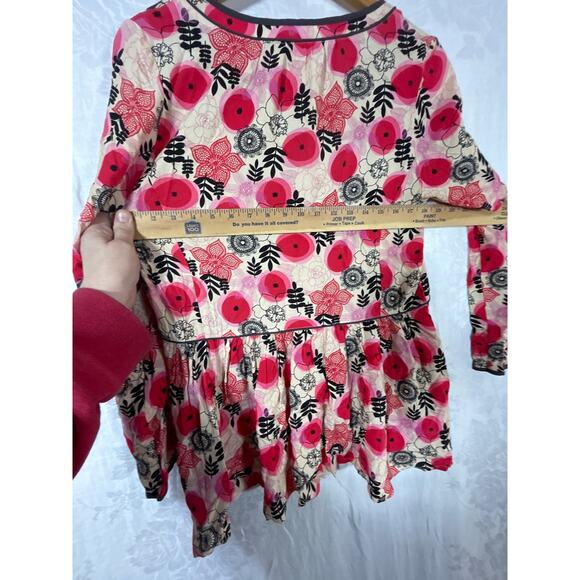 Matilda Jane Tunic Small Pink Black Tan Floral Long Sleeve Ruffle - Picture 9 of 10
